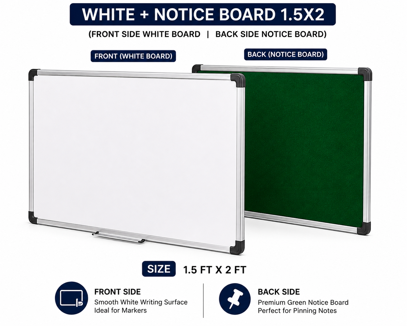 Digismart Nova Channel Double Side White + Notice Board | Front White Board & Back Green Notice Board