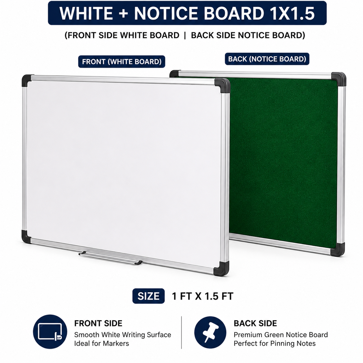 Digismart Nova Channel Double Side White + Notice Board | Front White Board & Back Green Notice Board