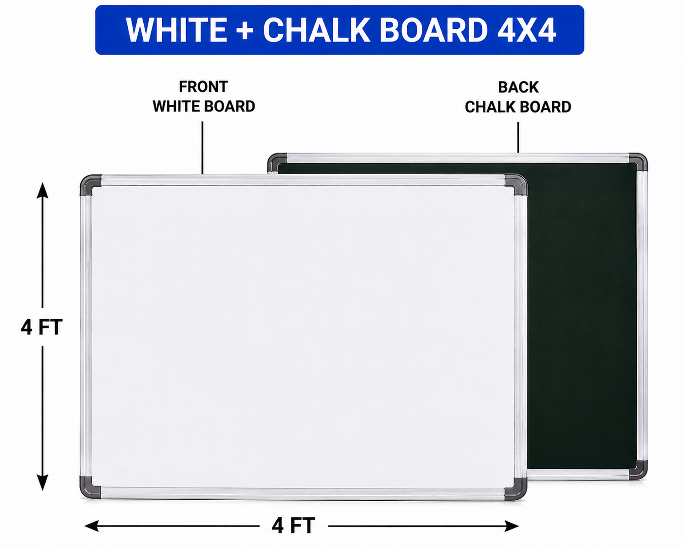 Digismart Nova Channel White + Chalk Board | Double Sided Board | Aluminium Frame | Office, School & Home