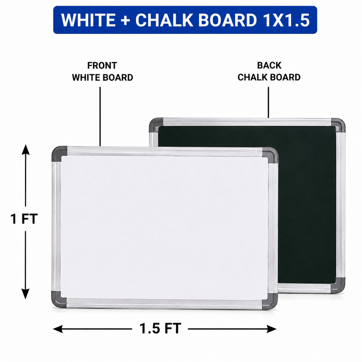 Digismart Nova Channel White + Chalk Board | Double Sided Board | Aluminium Frame | Office, School & Home