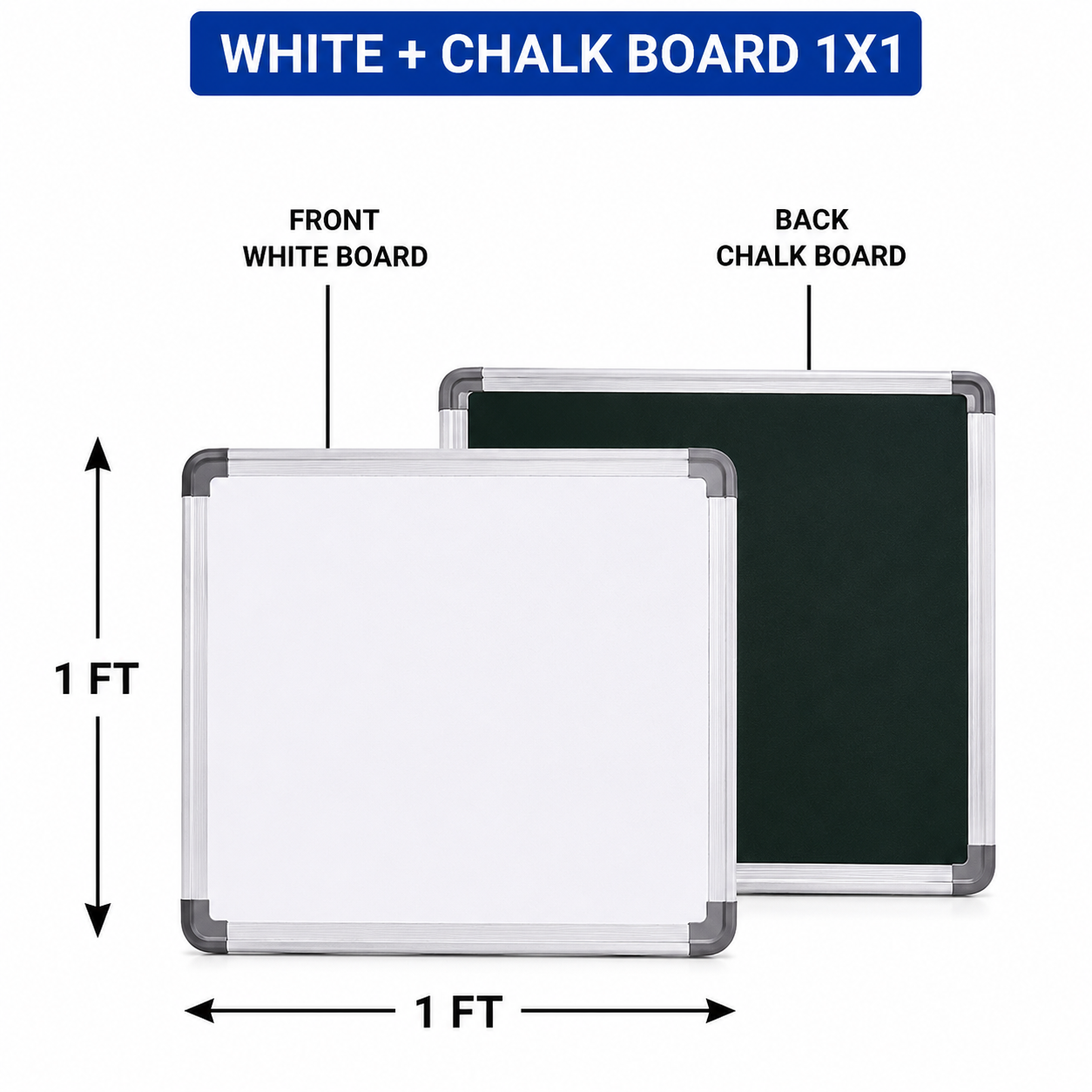 Digismart Nova Channel White + Chalk Board | Double Sided Board | Aluminium Frame | Office, School & Home
