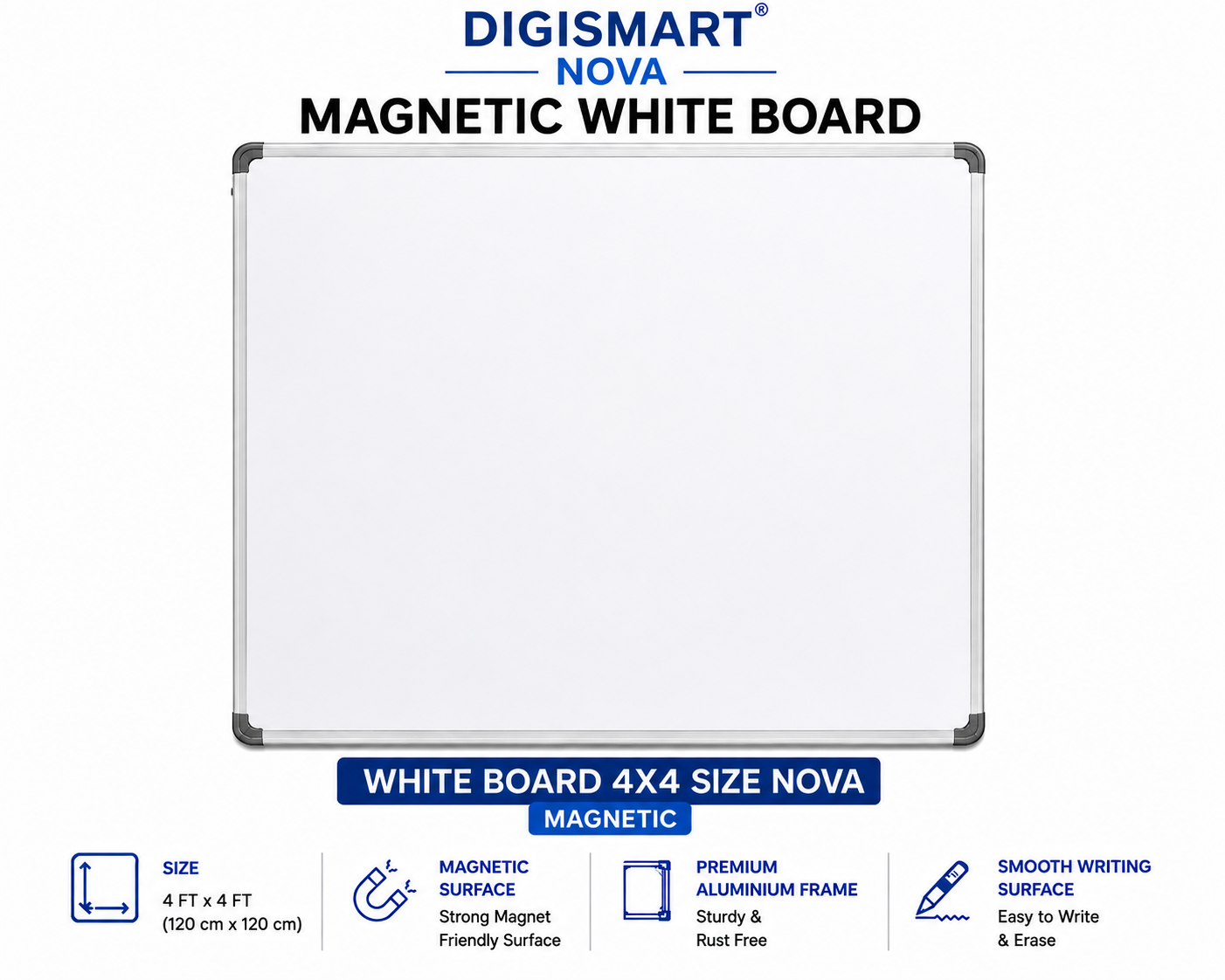 DIGISMART NOVA Magnetic White Board | Aluminium Frame |