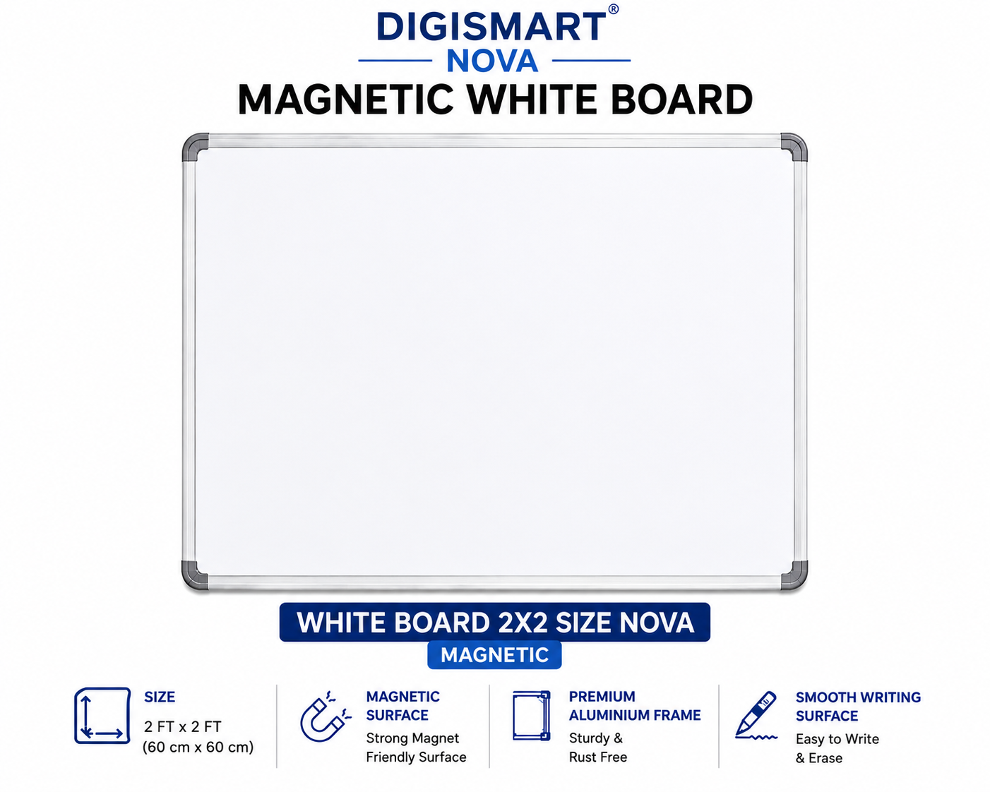 DIGISMART NOVA Magnetic White Board | Aluminium Frame |