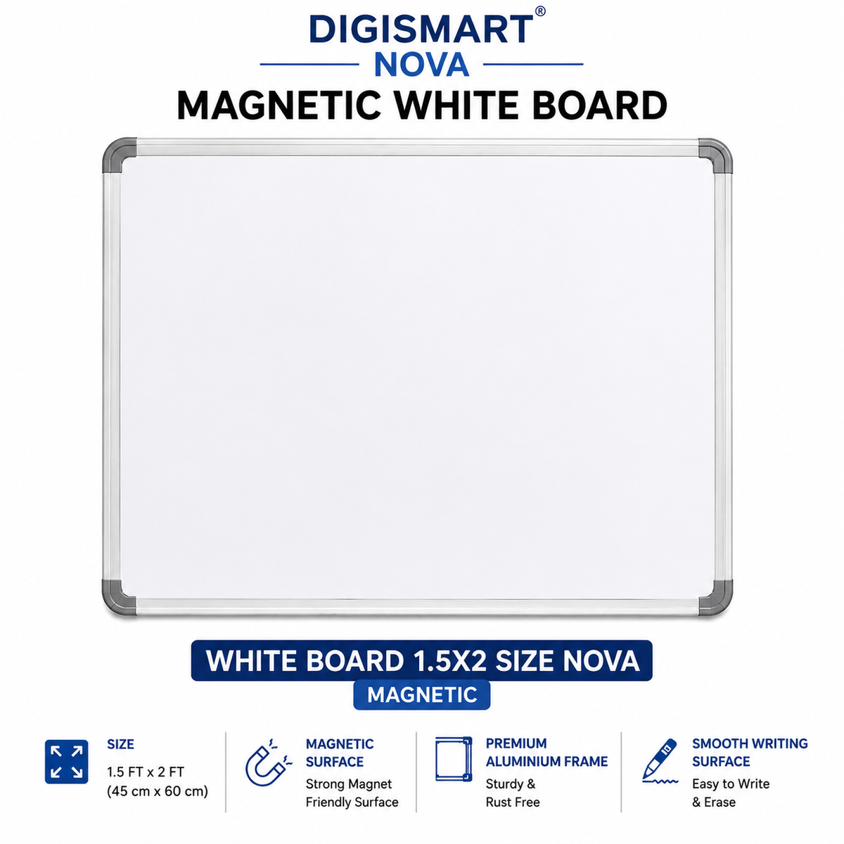 DIGISMART NOVA Magnetic White Board | Aluminium Frame |
