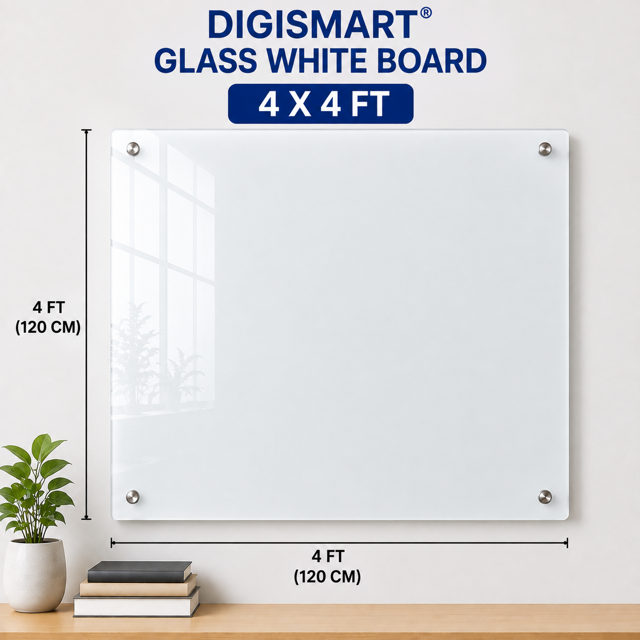 DIGISMART Glass White Board | Premium Wall Mounted Glass Writing Board | Magnetic Dry Erase Board for Office, School & Home | Multiple Sizes