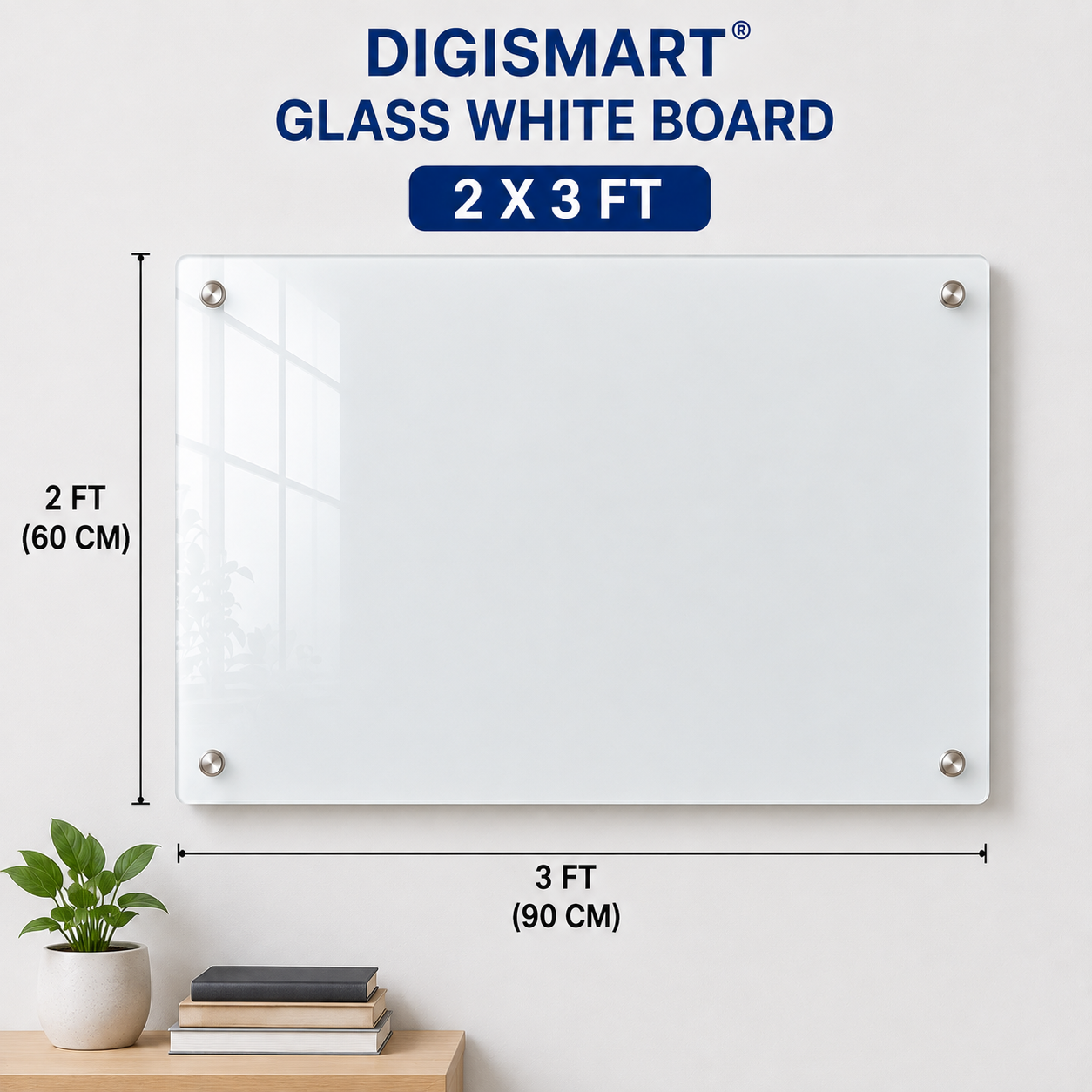 DIGISMART Glass White Board | Premium Wall Mounted Glass Writing Board | Magnetic Dry Erase Board for Office, School & Home | Multiple Sizes