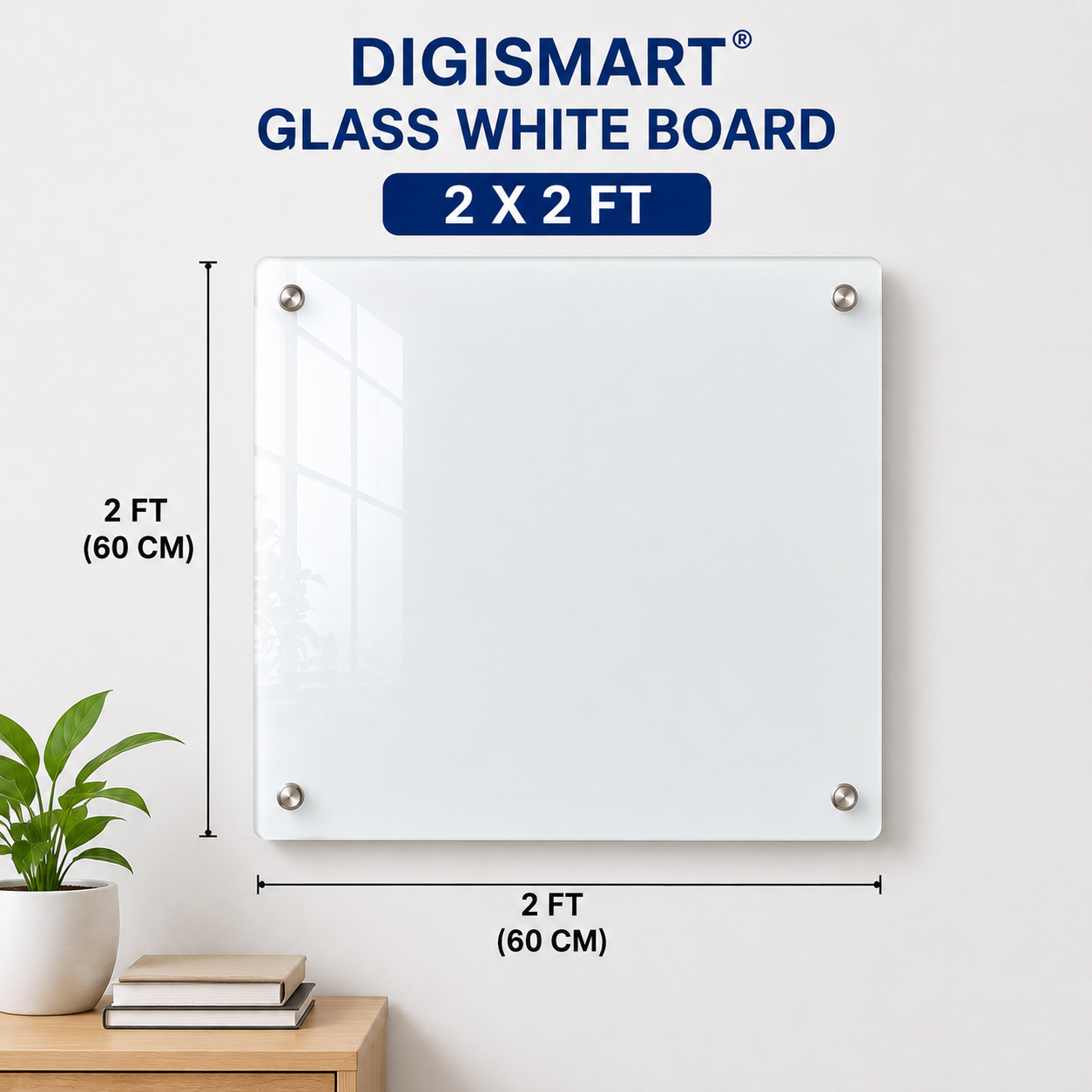 DIGISMART Glass White Board | Premium Wall Mounted Glass Writing Board | Magnetic Dry Erase Board for Office, School & Home | Multiple Sizes