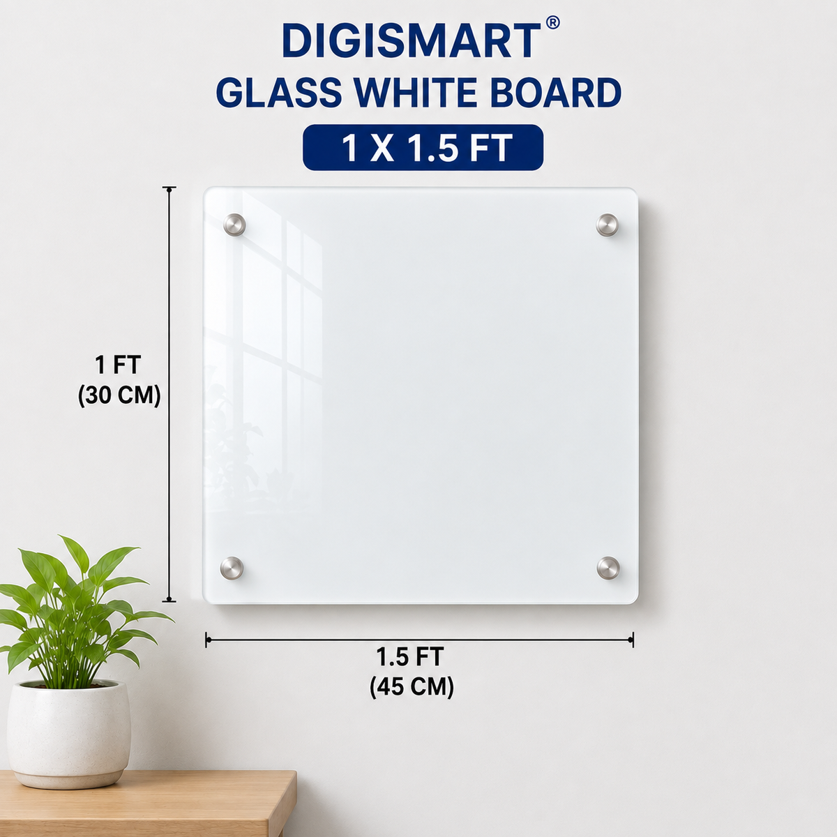 DIGISMART Glass White Board | Premium Wall Mounted Glass Writing Board | Magnetic Dry Erase Board for Office, School & Home | Multiple Sizes