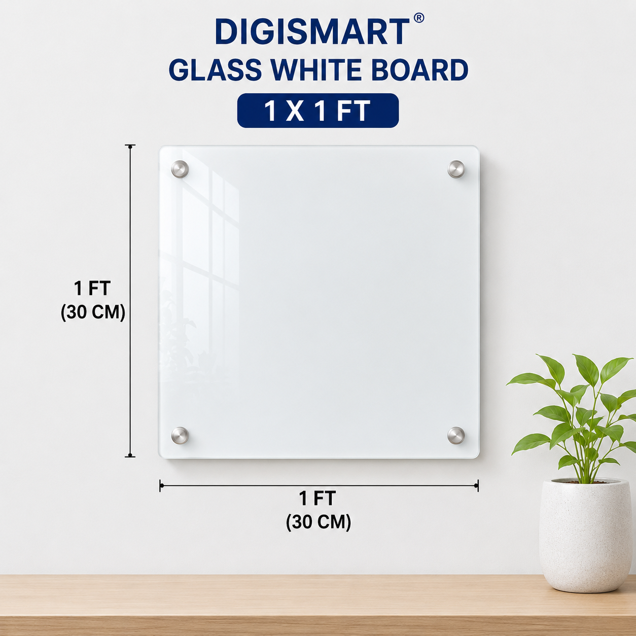DIGISMART Glass White Board | Premium Wall Mounted Glass Writing Board | Magnetic Dry Erase Board for Office, School & Home | Multiple Sizes