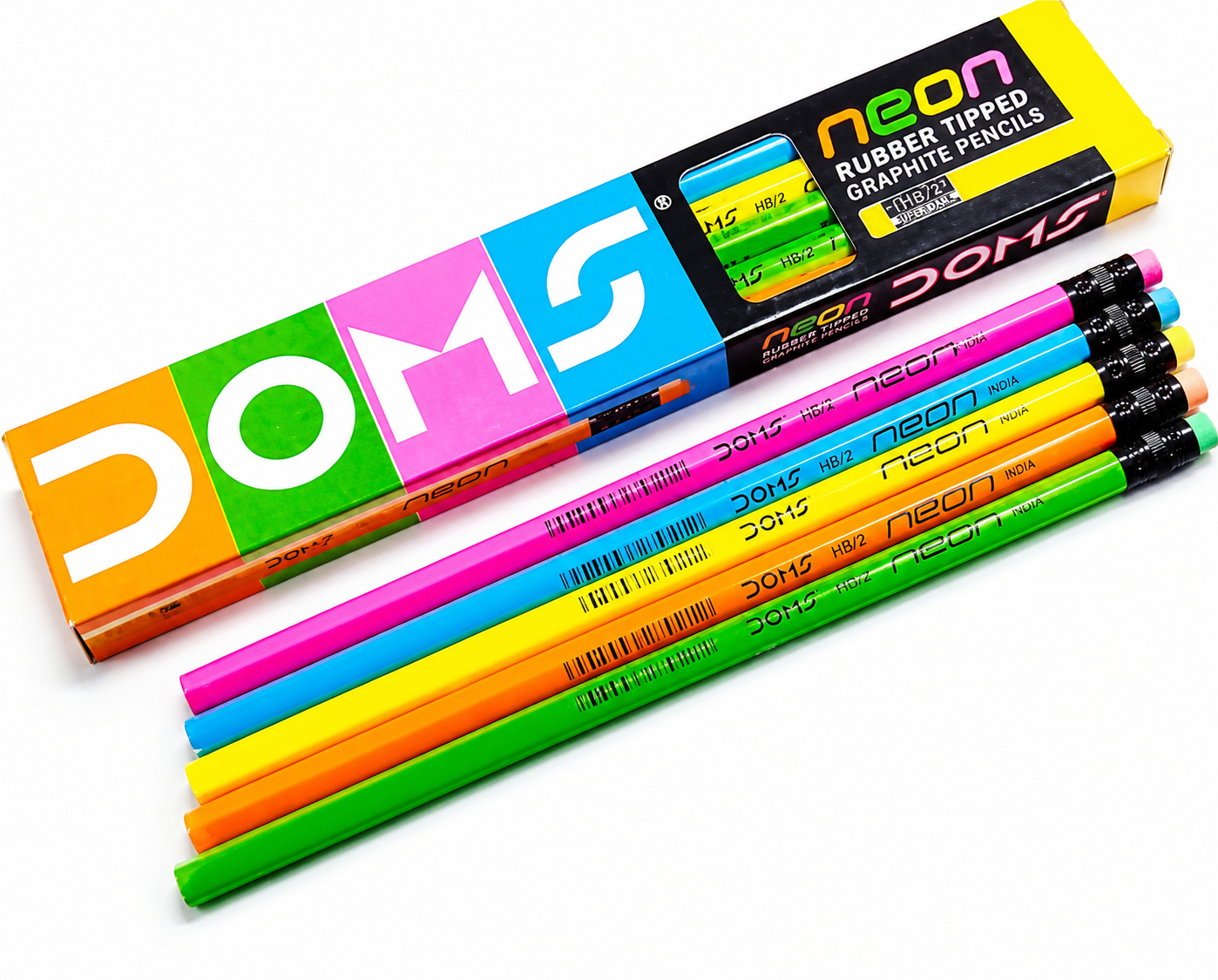DOMS Neon RT Pencil 7940 – HB Graphite Pencil for Writing, Drawing & Sketching