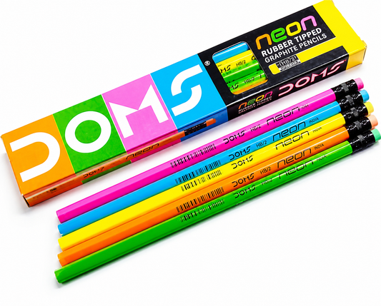 DOMS Neon RT Pencil 7940 – HB Graphite Pencil for Writing, Drawing & Sketching