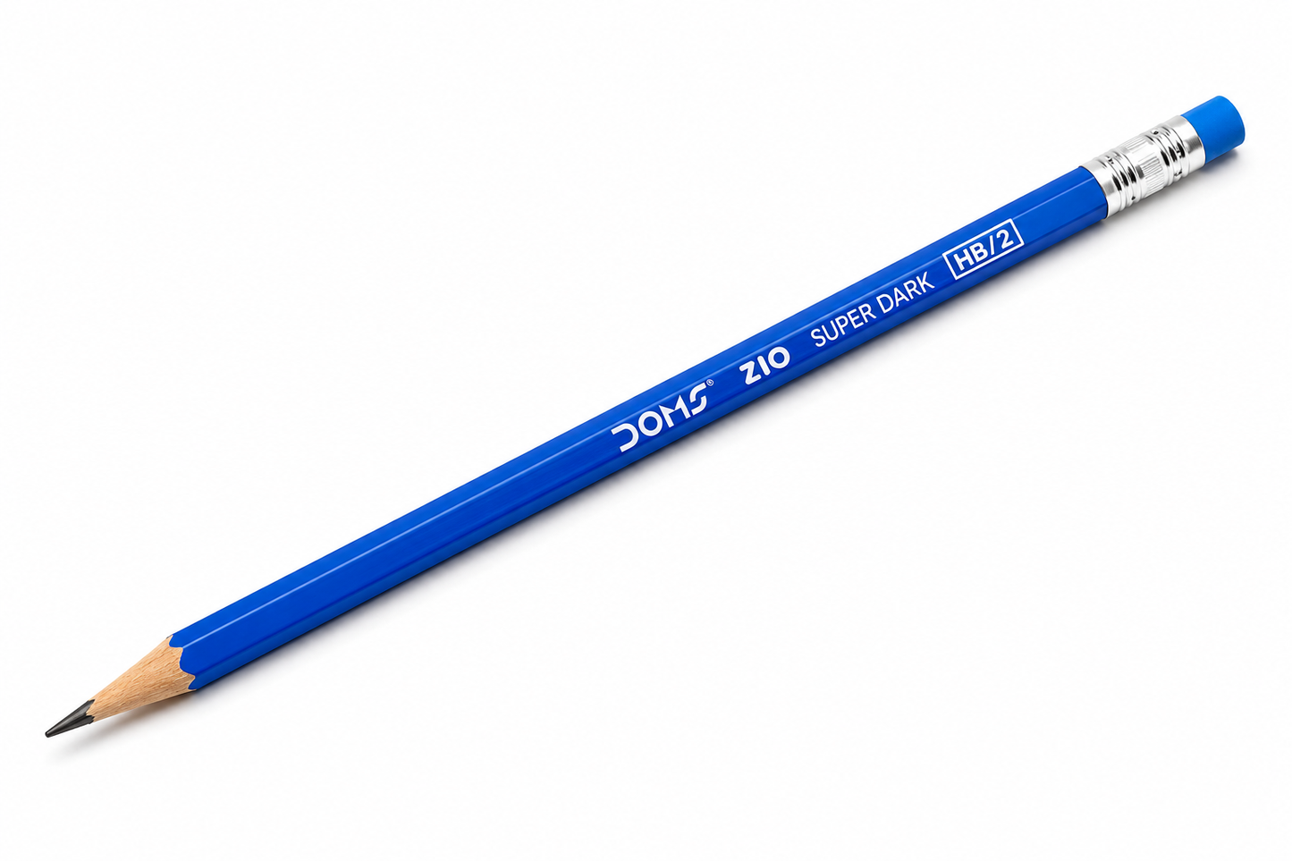 Doms ZIO Super Dark HB/2 Graphite Pencils, Hexagonal, Eraser Tipped, Pack of 5, Multicolour by Jainam Stationers