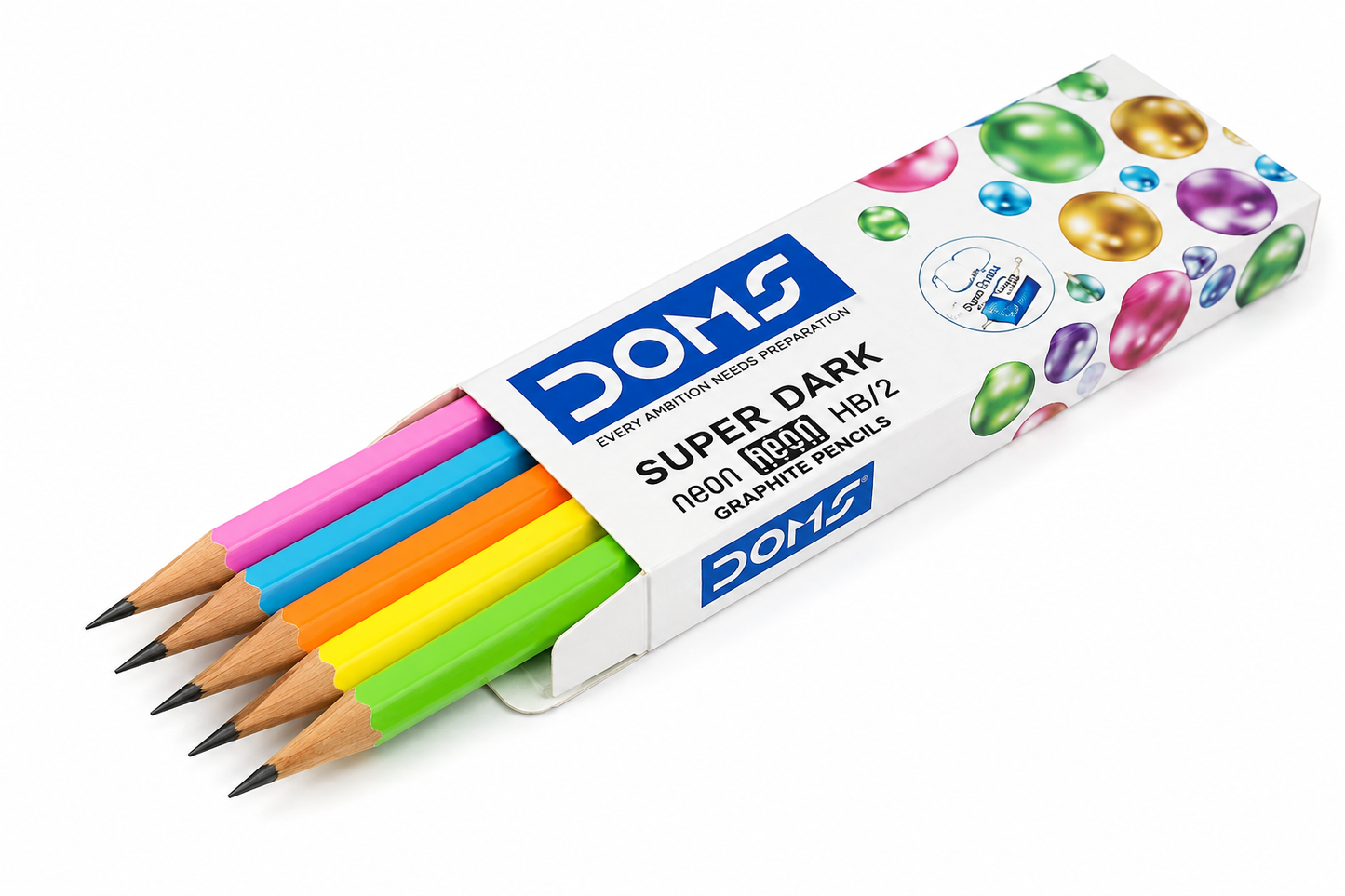 Doms WIZDOM Eraser Tipped Super Dark 40 Nos. HB/2 Graphite Pencils