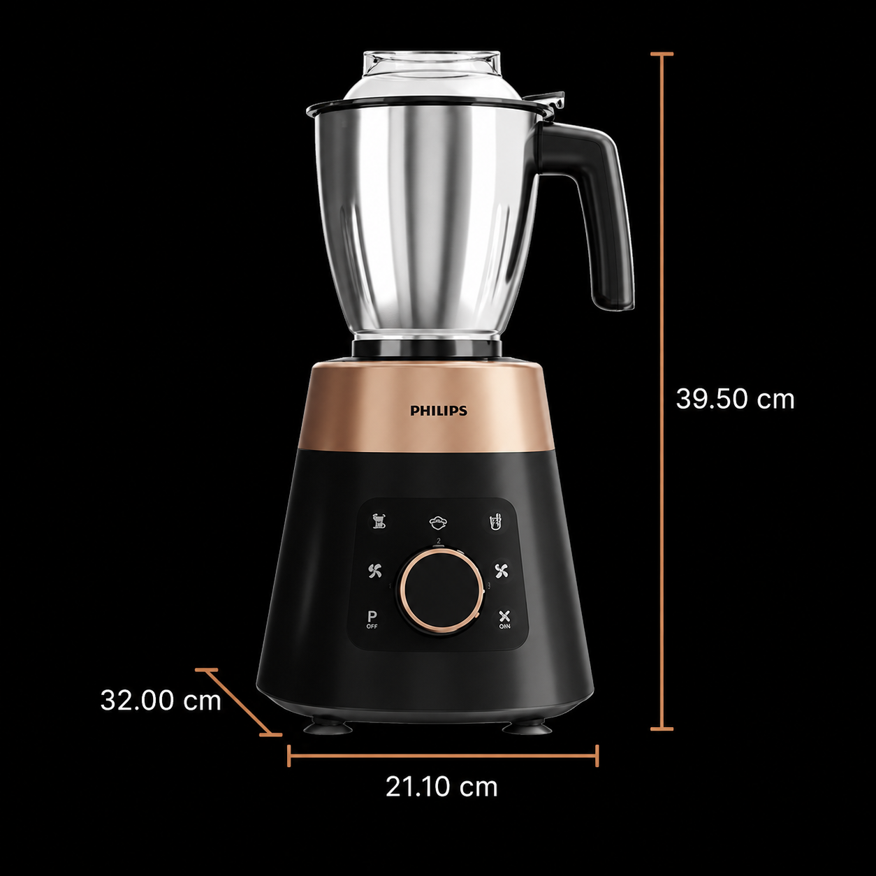Philips HL7778/00 1000W Mixer Grinder | 4 Jars | 5 Preset Modes | Stainless Steel Jars | 3 Speed Control with Pulse | Leakproof Lids | Black (SD)