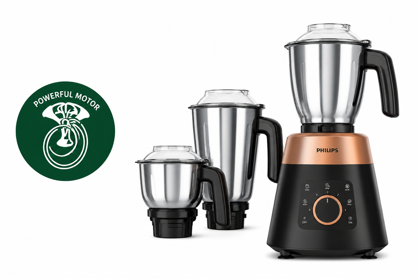 Philips HL7778/00 1000W Mixer Grinder | 4 Jars | 5 Preset Modes | Stainless Steel Jars | 3 Speed Control with Pulse | Leakproof Lids | Black (SD)