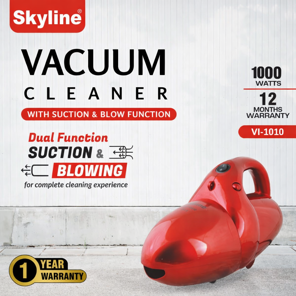 Skyline 1000W Vacuum Cleaner with Suction & Blow Function | Powerful Cleaning for Home & Office VI-1010