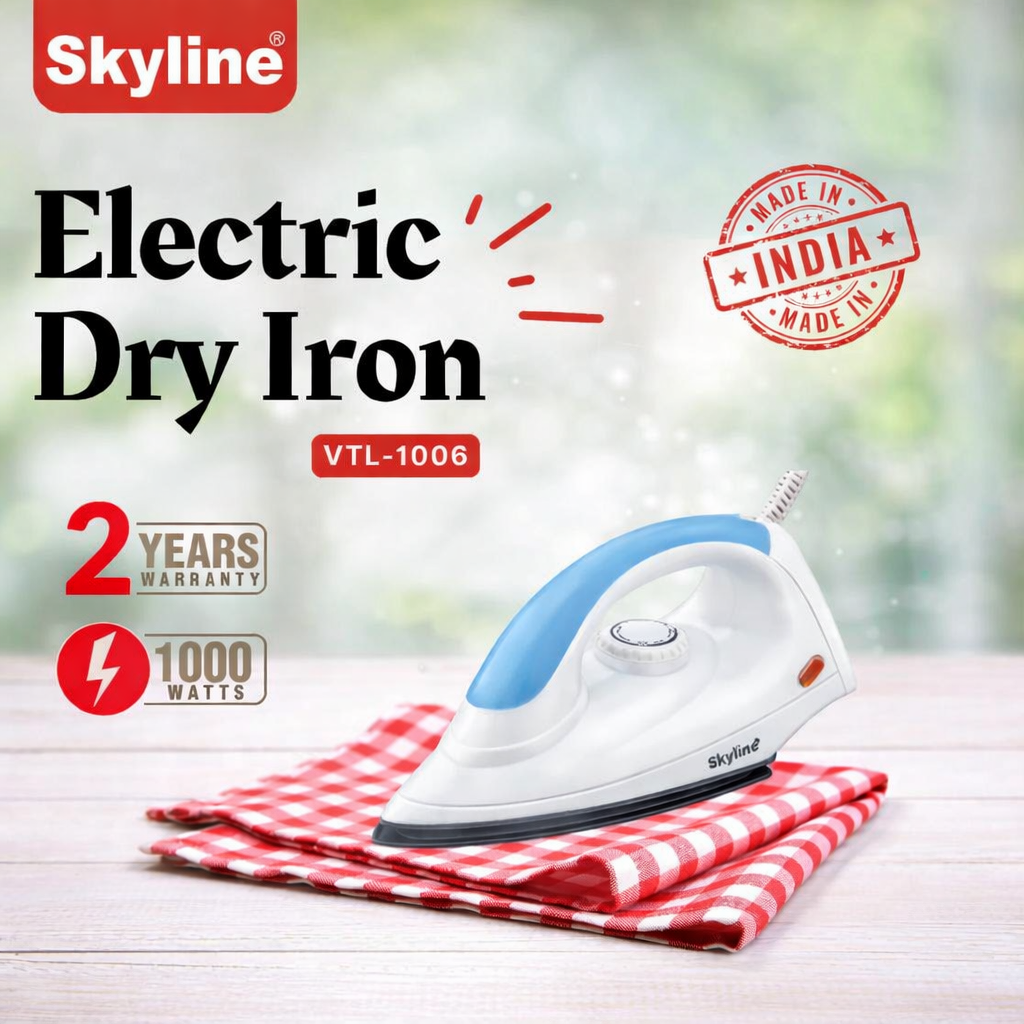 Skyline Dry Iron with 1000W Instant Heating VTL-1006