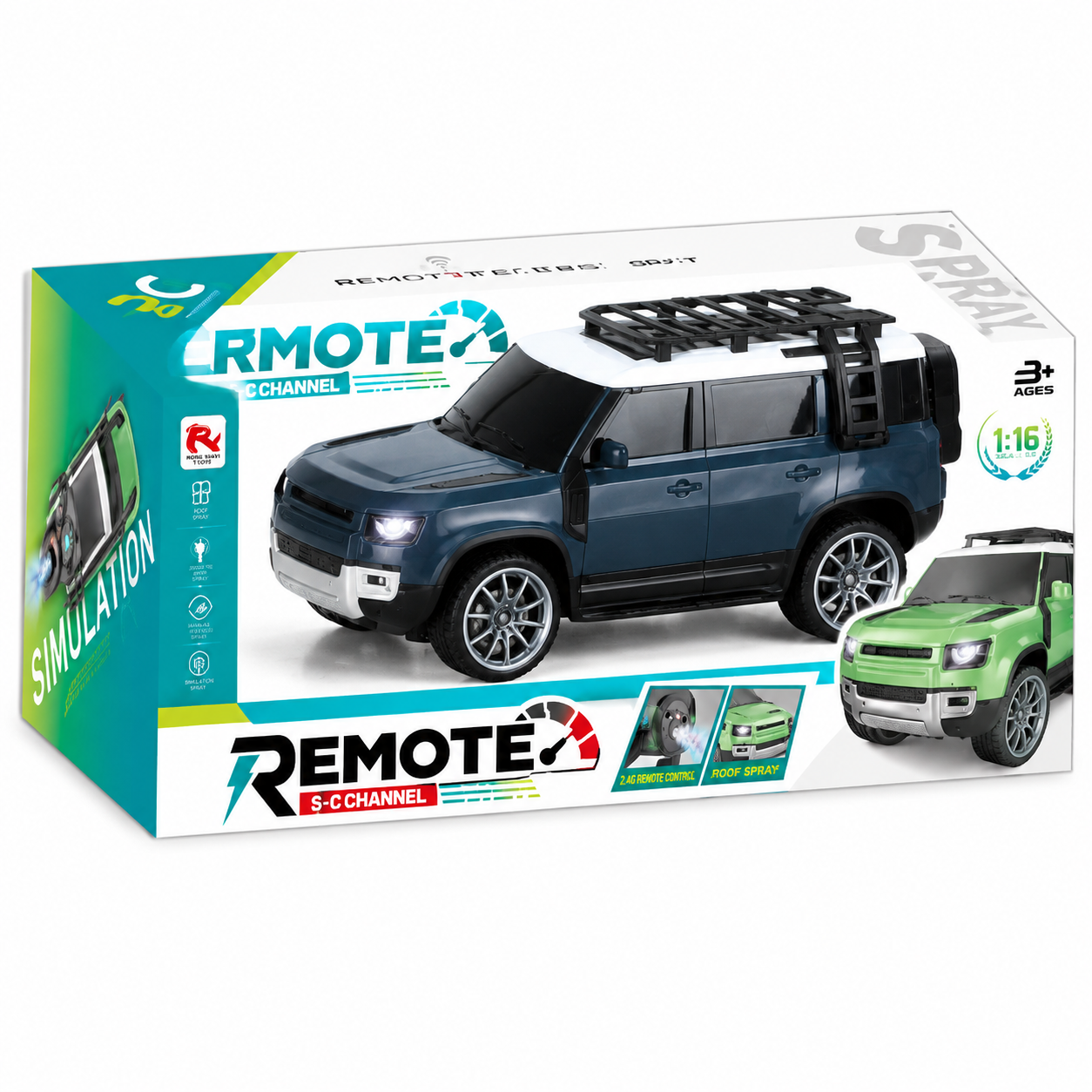 SCOFFCO 8601A-S 1:16 RC Spray SUV Car | Remote Control Off-Road Vehicle with Mist Spray Effect, LED Headlights, 5-Channel Control & USB Rechargeable Battery | Toy for Kids Boys & Girls (3+ Years) (TZM)
