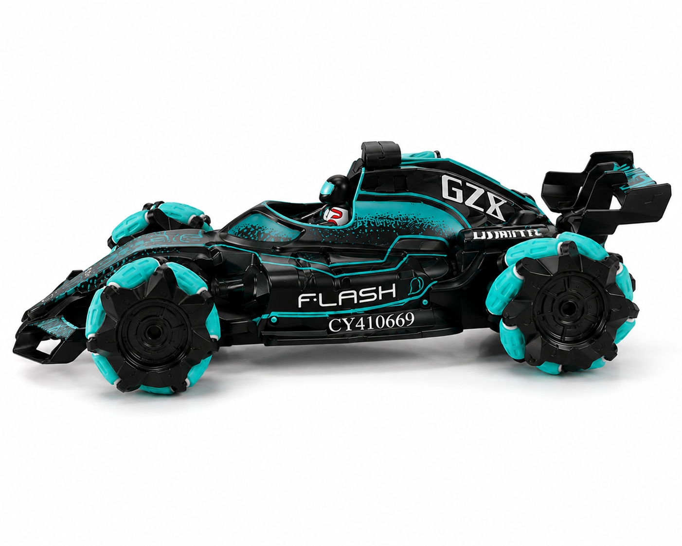 SCOFFCO 931145 7-Wheel RC Spray Stunt Formula Car | 2.4GHz Remote Control Drift Car with Mist Spray, 360° Omni-Directional Wheels, LED Lights & USB Rechargeable Battery | Toy for Kids Boys & Girls (6+ Years) (TZM)