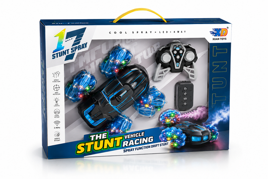 SCOFFCO 2.4GHz RC Stunt Spray Car with Mist, LED Lights, Music & 360° Rotating Drift Toy | Rechargeable Remote Control Car for Kids 6+ Years 0 OS1575 (TZM)