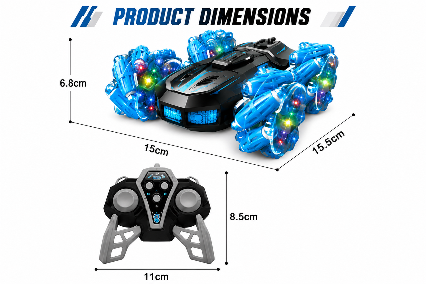 SCOFFCO 2.4GHz RC Stunt Spray Car with Mist, LED Lights, Music & 360° Rotating Drift Toy | Rechargeable Remote Control Car for Kids 6+ Years 0 OS1575 (TZM)