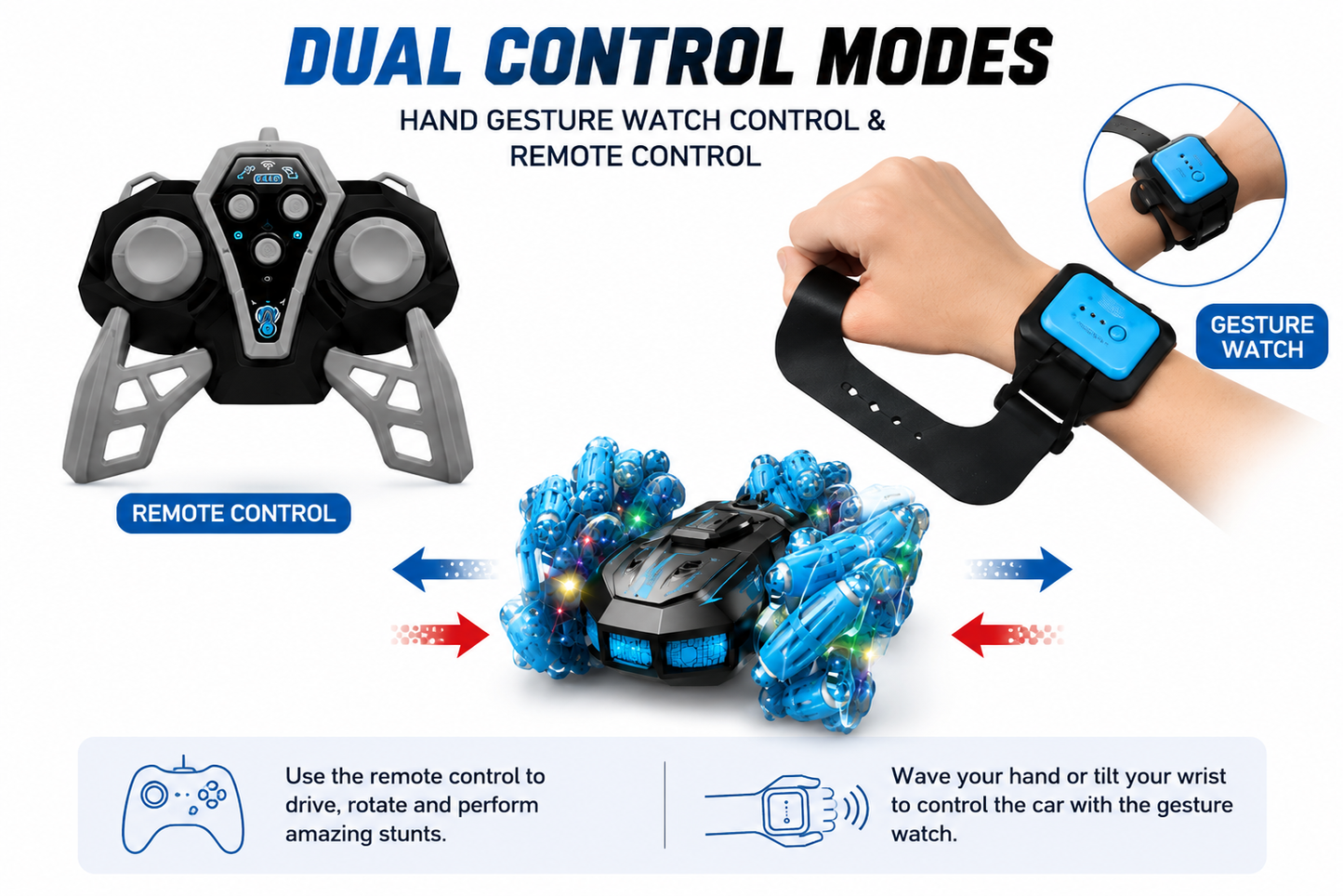 SCOFFCO 2.4GHz RC Stunt Spray Car with Mist, LED Lights, Music & 360° Rotating Drift Toy | Rechargeable Remote Control Car for Kids 6+ Years 0 OS1575 (TZM)