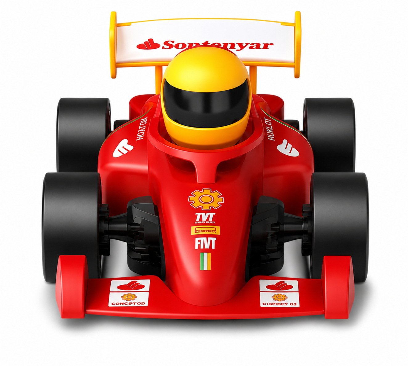 SCOFFCO 33652 2.4GHz RC F1 Formula Drift Racing Car | 4WD Full Scale Remote Control Car with Rechargeable Battery, Drift Tires & Traffic Cones | Racing Toy for Kids Boys & Girls (6+ Years) (TZM)