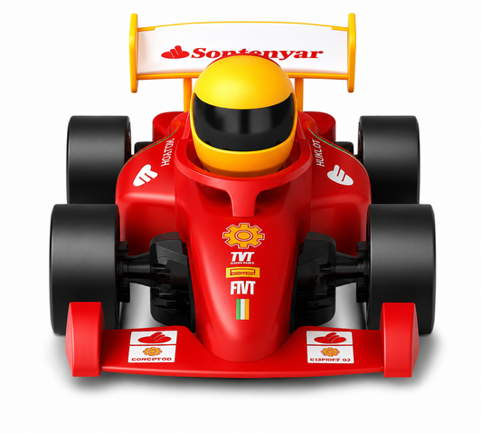 SCOFFCO 33652 2.4GHz RC F1 Formula Drift Racing Car | 4WD Full Scale Remote Control Car with Rechargeable Battery, Drift Tires & Traffic Cones | Racing Toy for Kids Boys & Girls (6+ Years) (TZM)