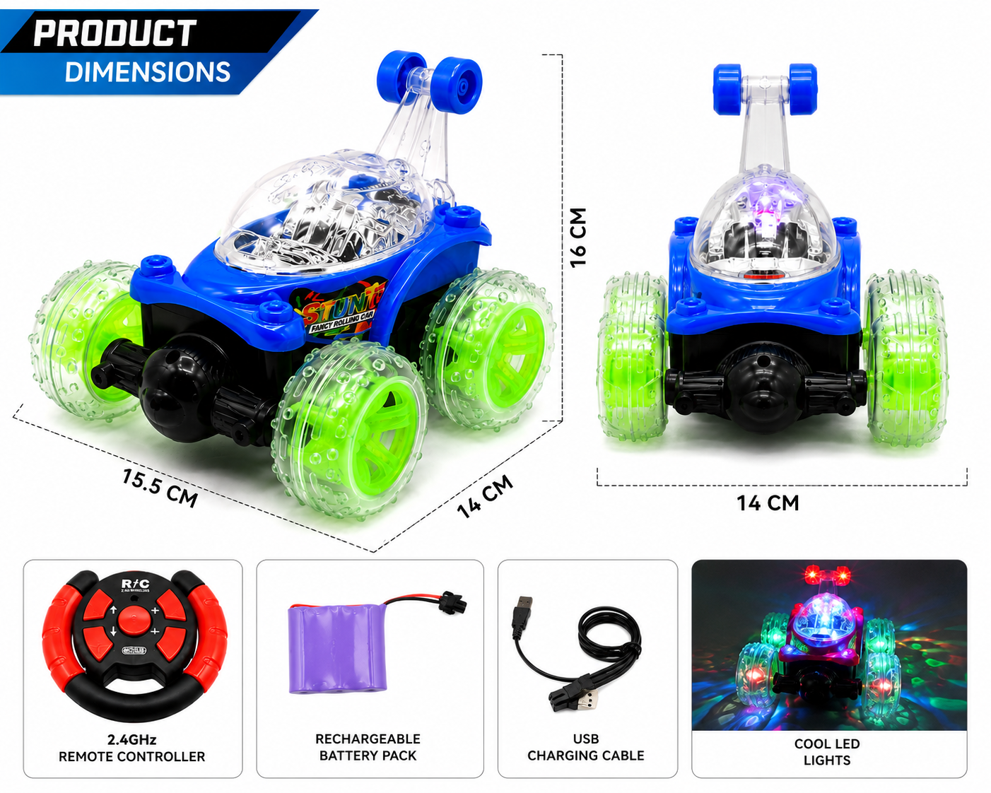 SCOFFCO OS1000 Remote Control Off-Road RC Car | 2.4GHz High-Speed Monster Truck | Rechargeable All-Terrain Racing Vehicle | Toy for Kids Boys & Girls (TZM)