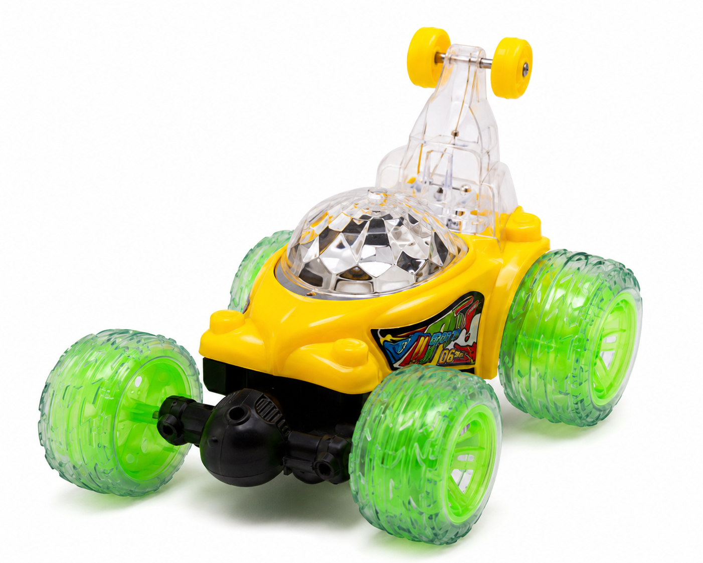 SCOFFCO 9802N 360° RC Stunt Car | 5-Function Remote Control Car with LED Flashing Wheels, Spin & Flip Action, Rechargeable Battery | Toy for Kids Boys & Girls (4+ Years) (TZM)