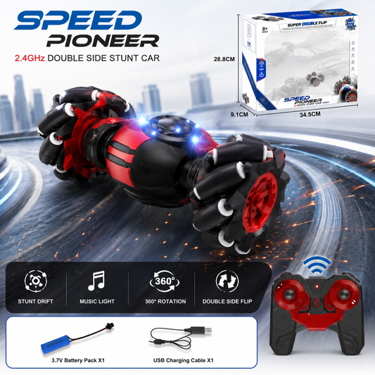 SCOFFCO OS1338 Gesture Sensing RC Stunt Car | 2.4GHz Remote Control 360° Rotating Twist Car | Rechargeable All-Terrain Drift Vehicle | Gift for Kids Boys & Girls (TZM)