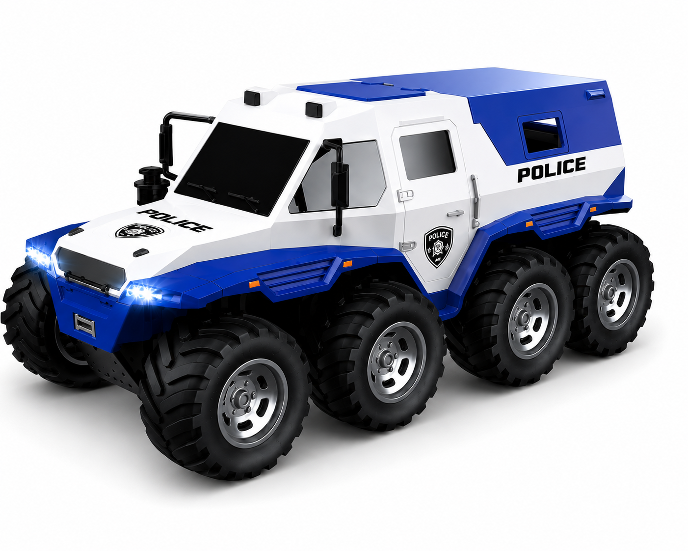 SCOFFCO OS1509 1:16 Scale RC Police Truck | 6-Wheel Off-Road Remote Control Vehicle | Rechargeable High-Traction Monster Truck | Gift for Kids Boys & Girls (TZM)