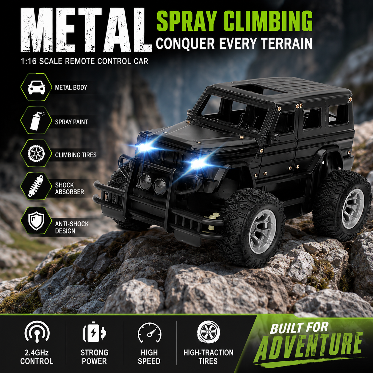 SCOFFCO OS1510 RC Off-Road Monster Truck | 2.4GHz Remote Control 6-Wheel All-Terrain Vehicle | Rechargeable High-Speed RC Car | Gift for Kids Boys & Girls (TZM)