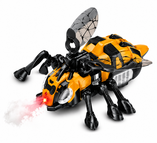 SCOFFCO OS1626 Insect Bees Remote Control Toy with Lights, Music, Flapping Wings & Crawling Action | 2.4GHz RC Rechargeable Bee Robot Toy for Kids Boys & Girls Age 3+ (TZM)