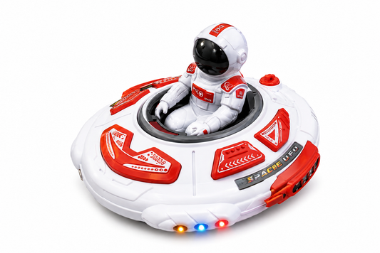 SCOFFCO OS1630 Space UFO Remote Control Battle Toy Set with Astronaut, Spray Mist, LED Lights & Sound | Rechargeable RC Flying Saucer Toy for Kids Boys & Girls Age 3+ (TZM)