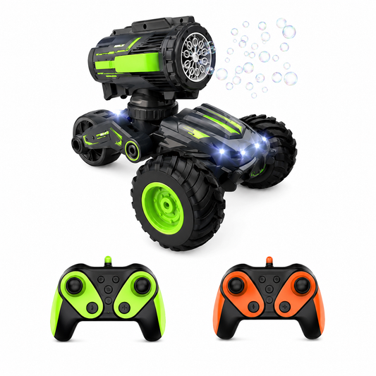 SCOFFCO OS1632 RC Stunt Bubble Car Toy with 360° Rotating Stunts, LED Lights, Bubble Blower & 2.4GHz Remote Control | Rechargeable Off-Road RC Car for Kids Boys & Girls Age 3+ (TZM)