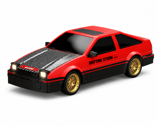 SCOFFCO OS1715 1:16 Scale RC Retro Drift Car | 2.4GHz Remote Control Racing Car with LED Lights, 30km/h High Speed, Extra Drift Tires, USB Rechargeable Battery for Kids Boys & Girls (TZM)
