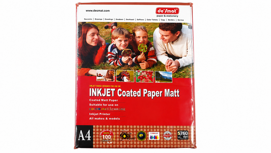 DESMAT Coated Photo Paper A4 Size 120 GSM (CPI120) – High Resolution Inkjet Printing Paper, 100 Sheets Pack