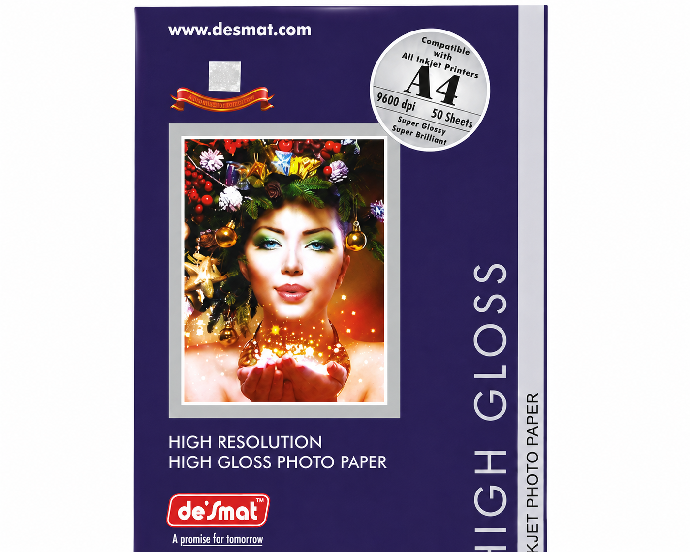 DESMAT High Gloss Photo Paper A4 150 GSM (CPI150) – 50 Sheets | Premium Inkjet Coated Photo Paper for Vibrant & Sharp Prints