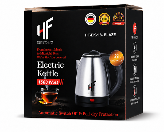 HF Household Fab 1.5L Multipurpose Electric Kettle – 600W Stainless Steel Body for Boiling Water, Milk, Tea, Coffee, Oats, Noodles & Soup