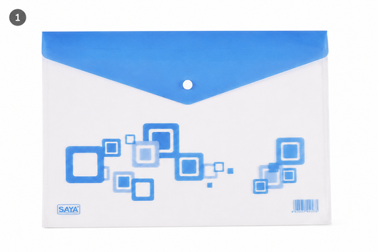 SAYA Clear Bag Radiant SY219F FS Size | Transparent Document Envelope Folder with Snap Button Closure | Durable Plastic Expanding File Bag for Certificates, Office Documents & School Papers | Pack of 12