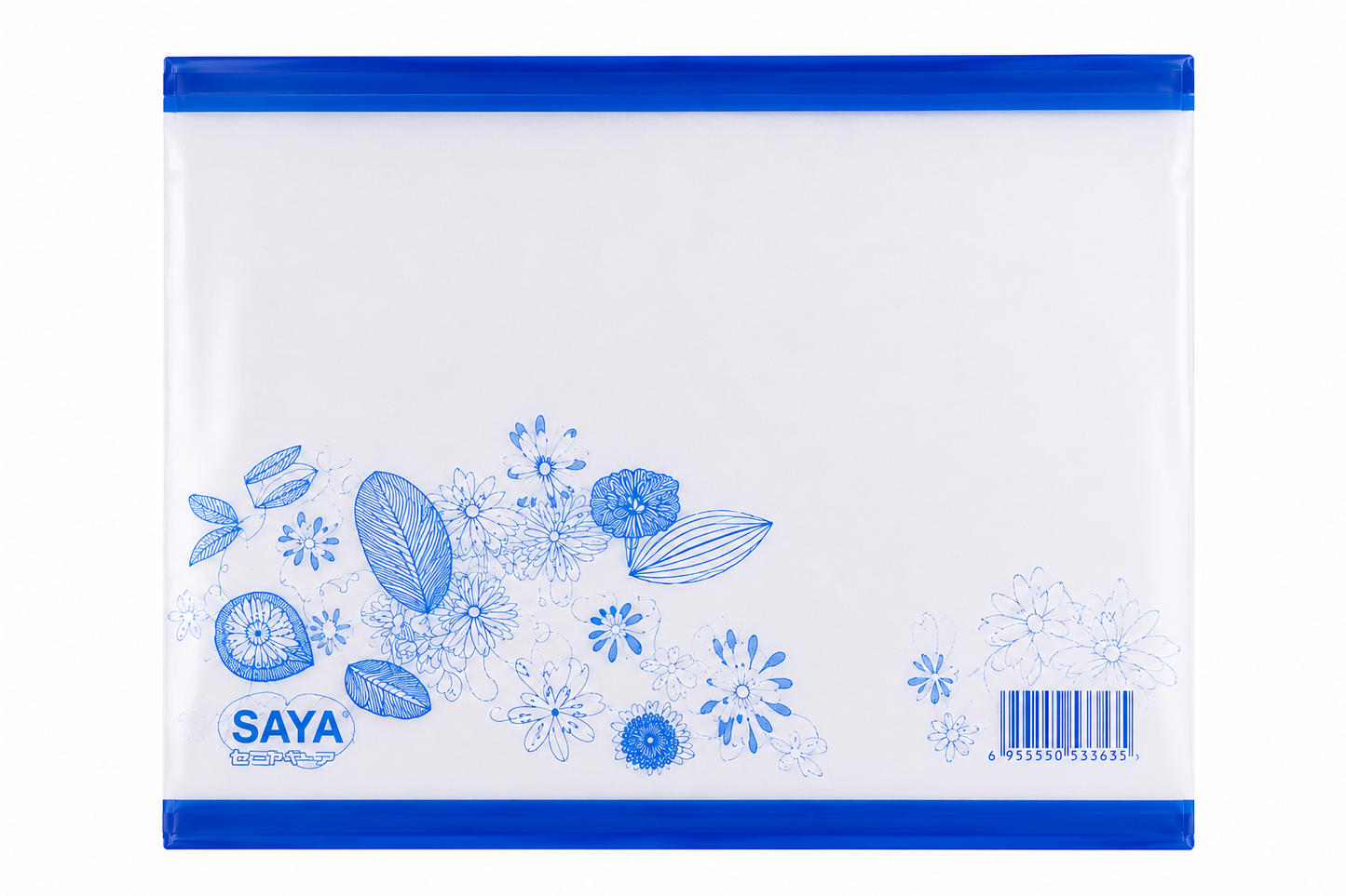 SAYA Clear Bag Flower SY229F FS Size Document Folder | Transparent Floral Print Expanding File Bag | Snap Button Closure | Waterproof Document Organizer | Pack of 12