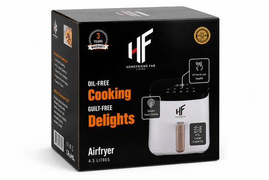 HOUSEHOLD FAB Digital Air Fryer 4.5L | 1400W Rapid Air Technology | Touch Control Panel | Adjustable Temperature & Timer | Oil-Free Healthy Cooking | Non-Stick Fry Basket | Black