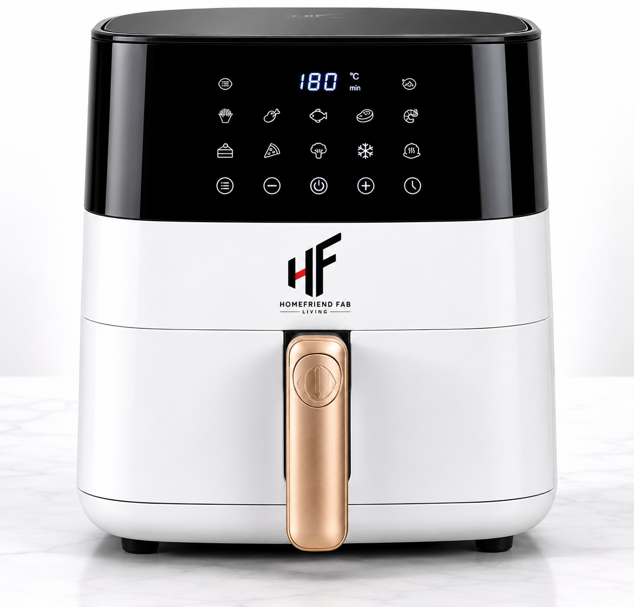 HOUSEHOLD FAB Digital Air Fryer 4.5L | 1400W Rapid Air Technology | Touch Control Panel | Adjustable Temperature & Timer | Oil-Free Healthy Cooking | Non-Stick Fry Basket | Black