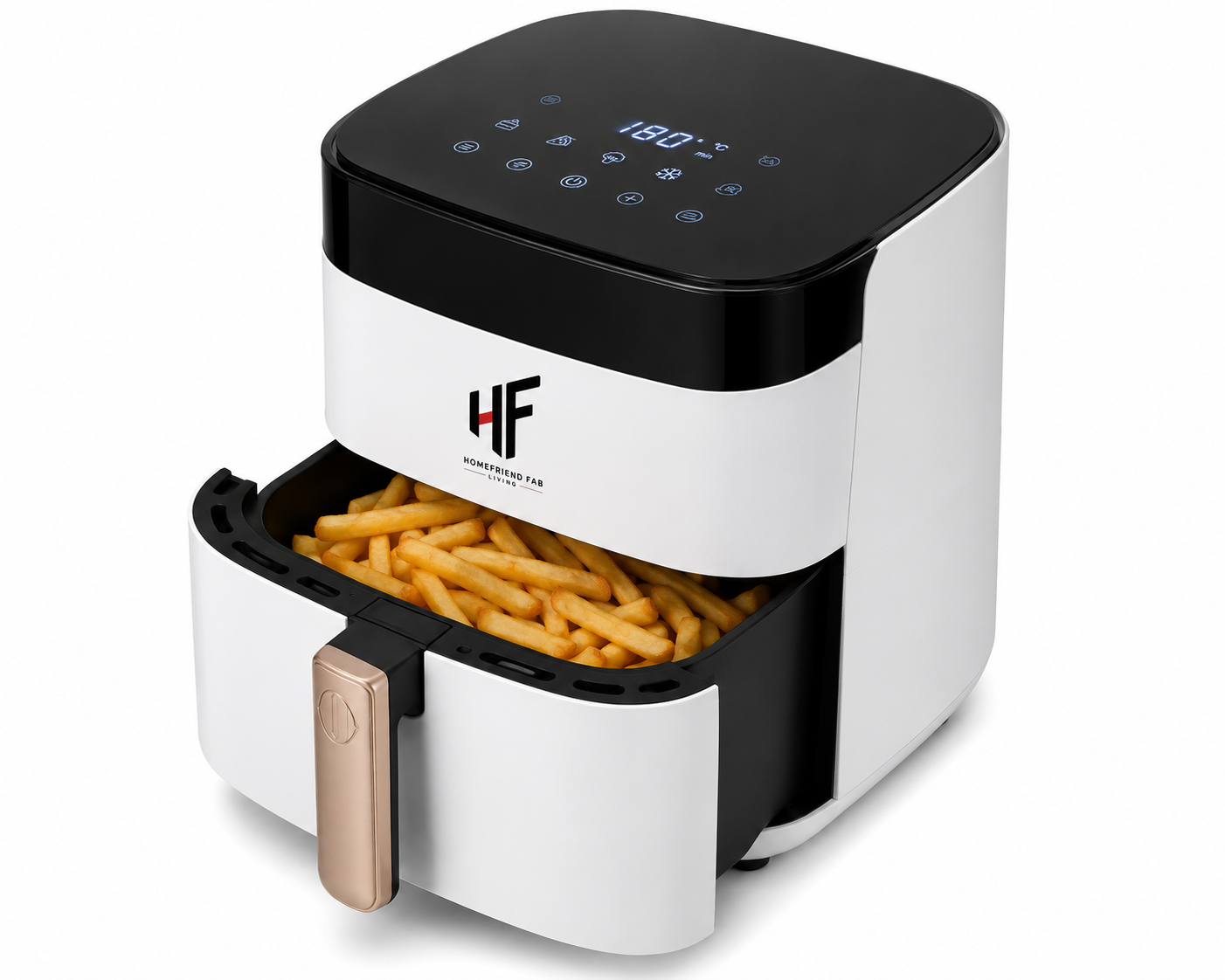 HOUSEHOLD FAB Digital Air Fryer 4.5L | 1400W Rapid Air Technology | Touch Control Panel | Adjustable Temperature & Timer | Oil-Free Healthy Cooking | Non-Stick Fry Basket | Black