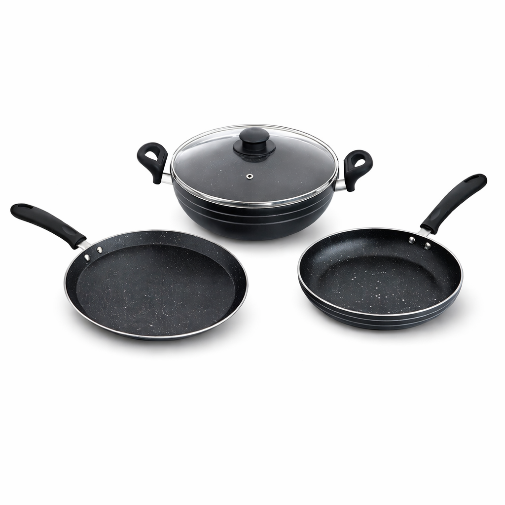 Skyline Non-Stick Cookware Set, 240mm Frying Pan, 280mm Dosa Tawa & 240mm Kadhai VTL - 8700