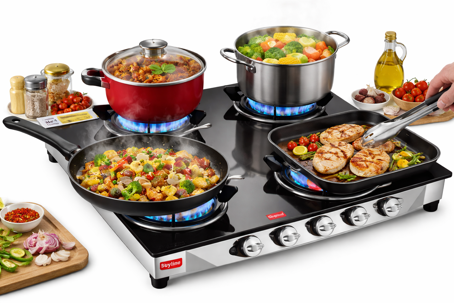 SKYLINE Smart Kitchen Cooking with Premium 4-Burner Gas Stove VTL1414