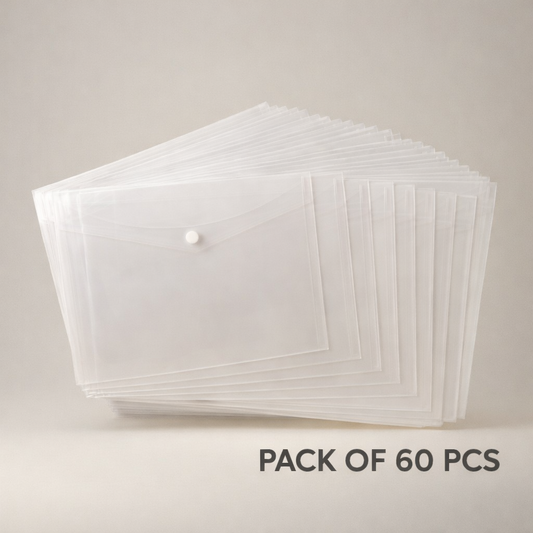 KIYA Transparent Waterproof Button Closure Document Bag DS 280 (Clear Plastic) – Pack of 60