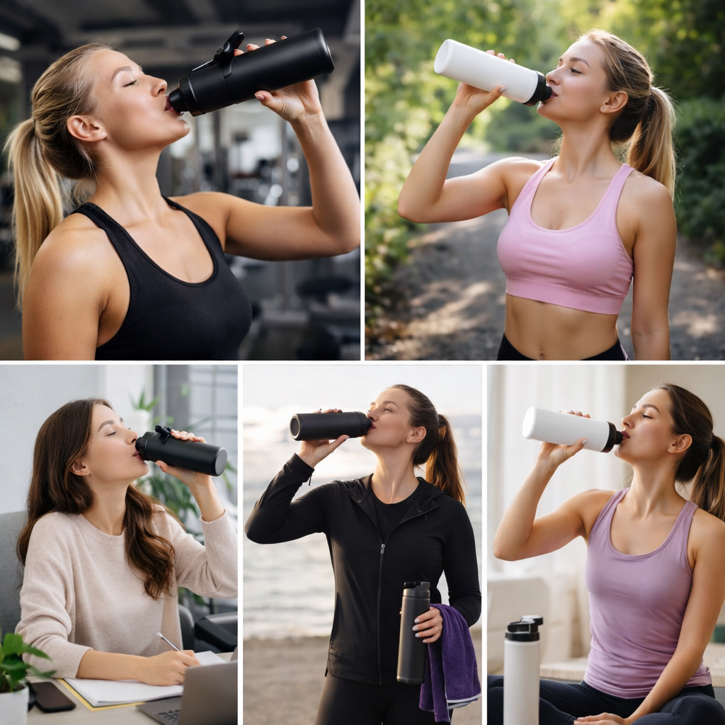 SCOFFCO Stainless Steel Water Bottle 750ml – Matte Black & Matte White, Single Wall, Leakproof Flip Cap, Durable & Lightweight  SS750MLMATT