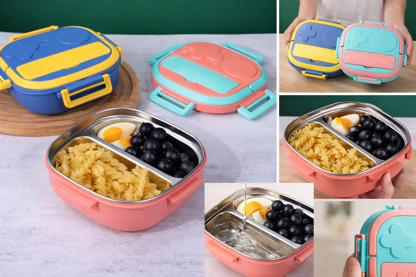 SCOFFCO TedeMei Lunch Box 6122 (WPT) – Insulated Stainless Steel 2-Compartment Lunch Box | Leakproof & Durable | Ideal for Kids, School & Office